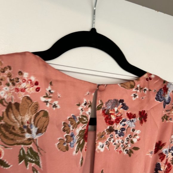 Cinq à Sept Martine Silk Cut-out Midi Dress Sz 10 Bare Rose Floral Tiered Skirt - Picture 7 of 10